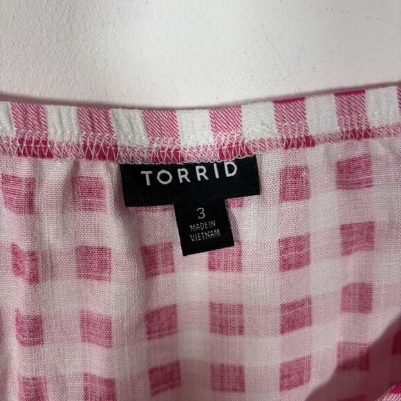 Bundle of 2 Torrid Pink Gingham Check Peasant Top Size 3X Tank Top 22 Plus - Picture 4 of 13